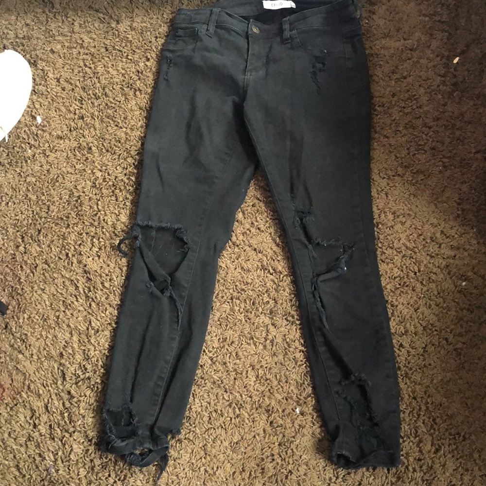 Distressed black ripped jeans!